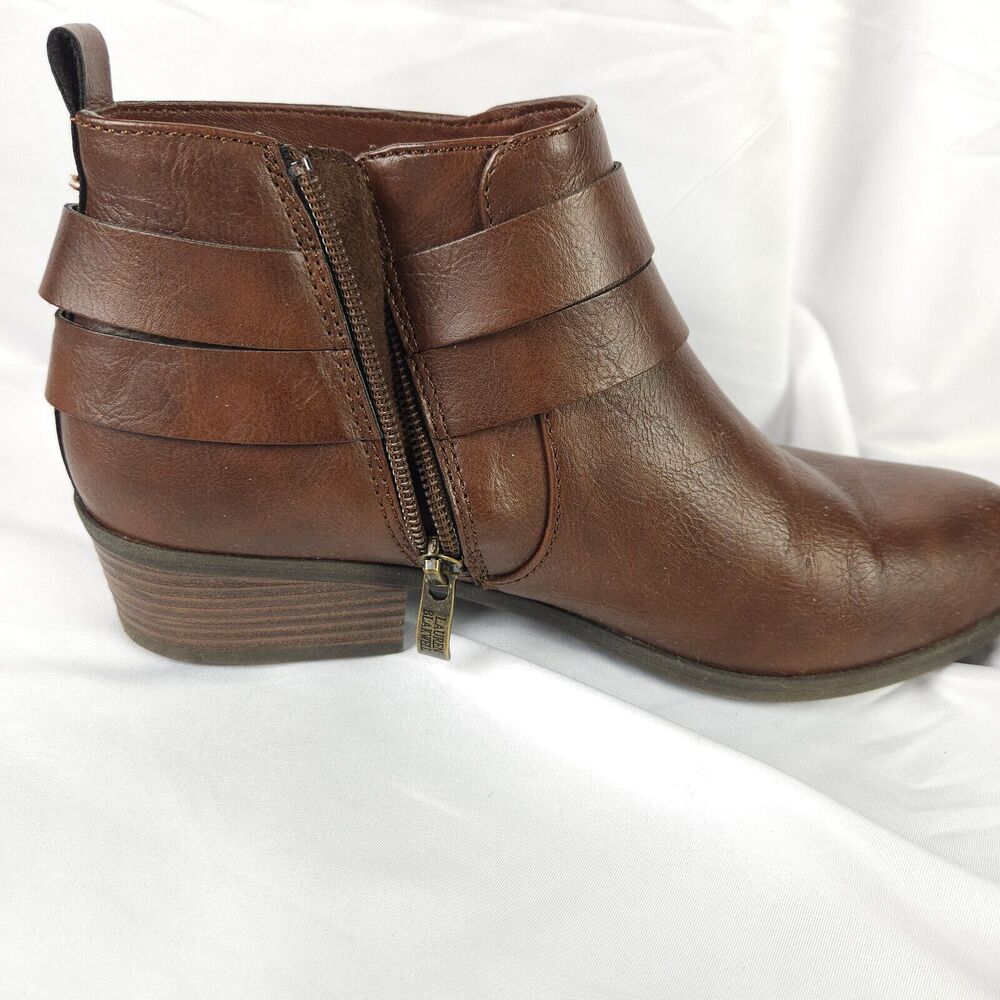 Lauren Blakwell Penelope Side Zip Booties Brown Womens US 8 - Picture 5 of 10